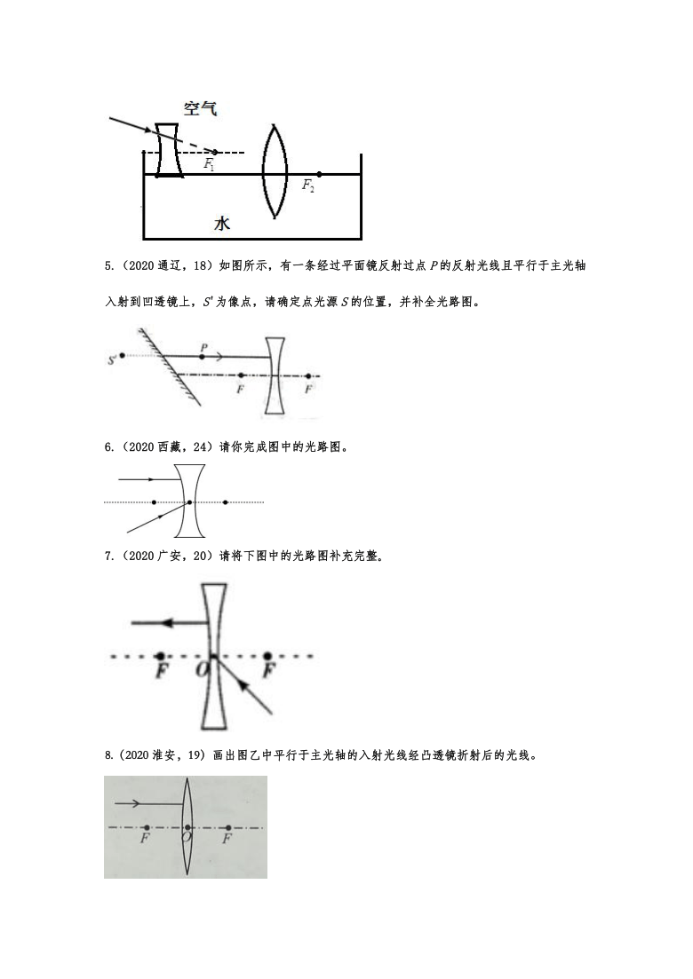 2020年中考物理真题专题训练透镜作图word含答案