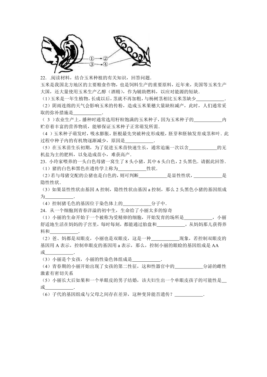 山东省菏泽市曹县南李集中学2015-2016学年上学期八年级（上）期末生物试卷（解析版）