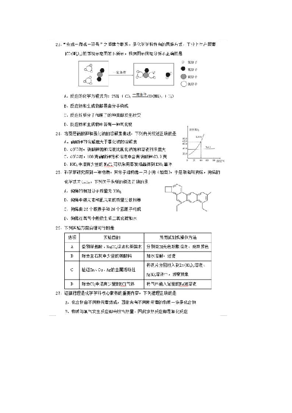 2019年四川省乐山中考化学真题（扫描版，含答案）