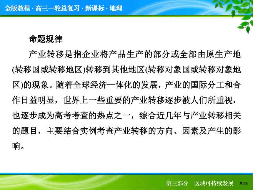 【金版教程】（人教版）2015届高三高考地理一轮复习专题讲座课件：世界重要产业转移实例分析 （20张PPT）