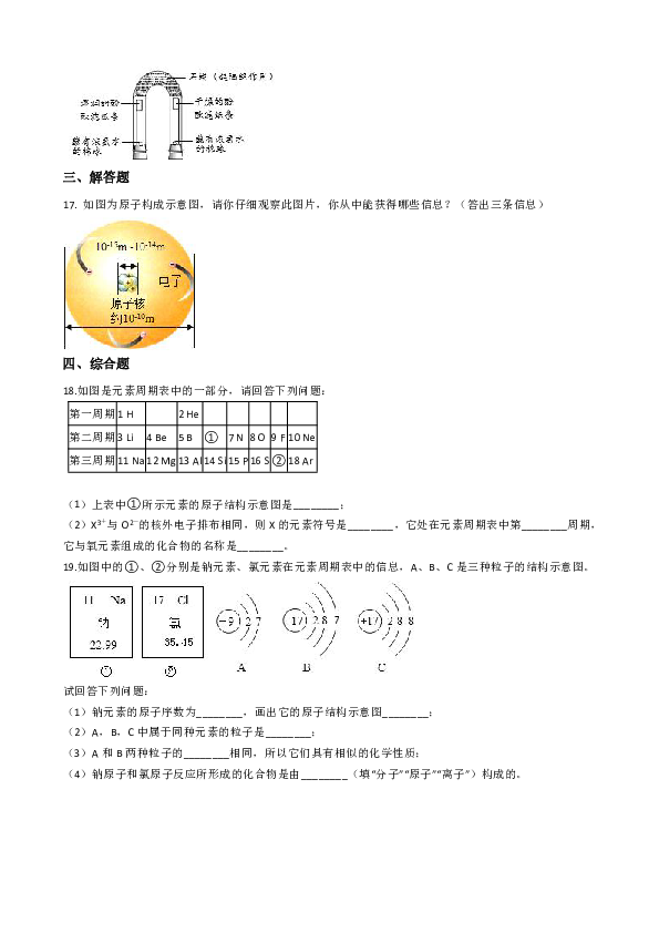 物質構成的奧秘一,單選題 1. 下列微粒中,質子數少於核外電子數的是