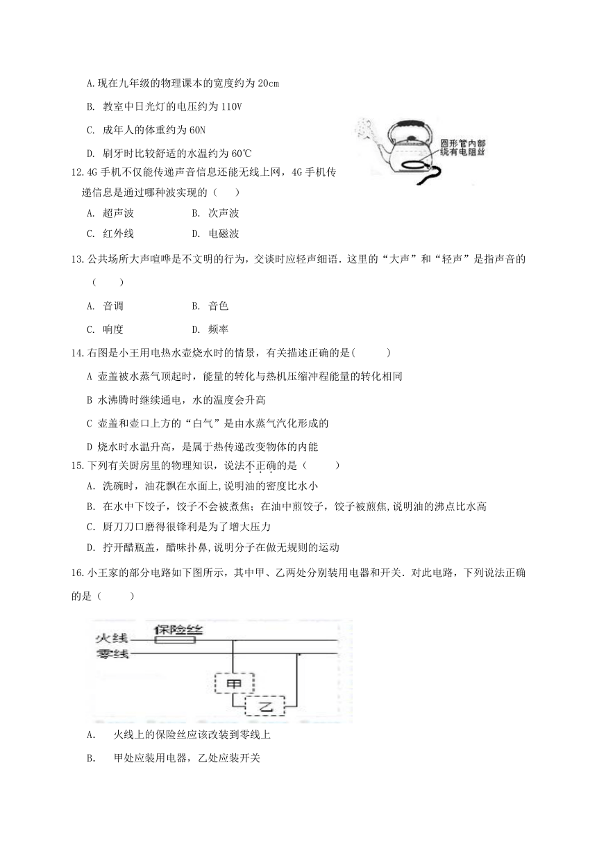 湖南省祁阳县2017年中考物理化学第二次模拟试题