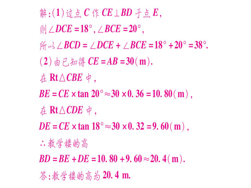 湖北省2018年中考数学二轮复习(6)解直角三角形的实际应用ppt课件（含答案）