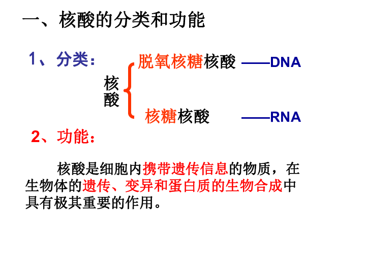 人教版（新课程标准）  必修1《分子与细胞》 第二章  第3节 遗传信息携带者——核酸PPT （共24张PPT）