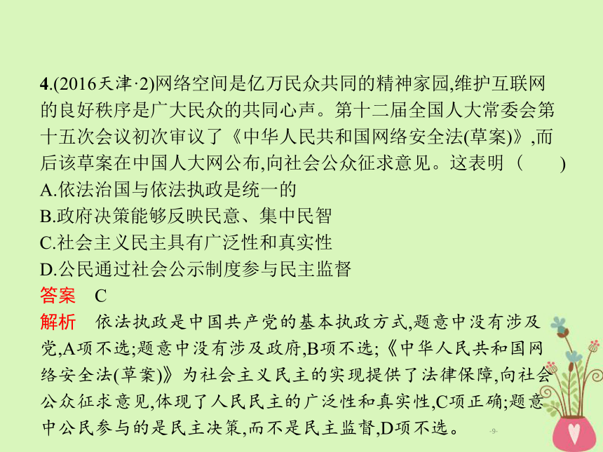 2019年高考政治一轮复习专题五公民参与政治生活（含最新2018高考真题）课件