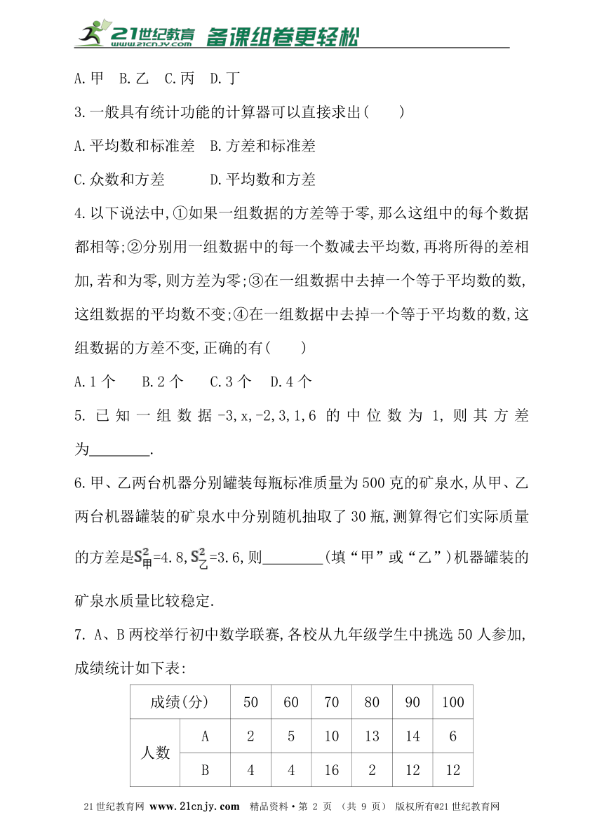 20.3 数据的离散程度 同步练习