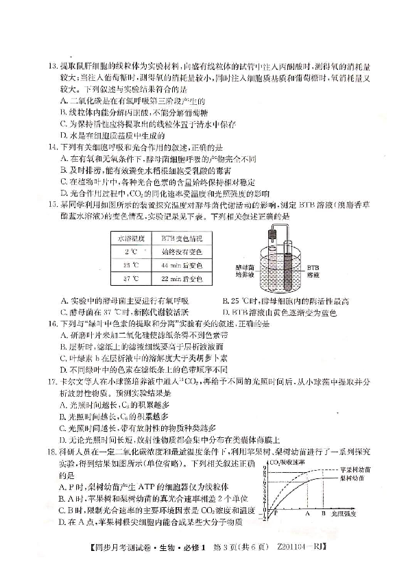 山西省豪洋中学2019-2020学年高一上学期第四次月考生物试题 扫描版（答案带解析）