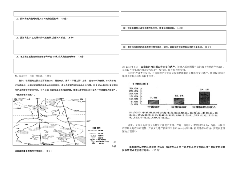 四川省攀枝花市第十五中学校2021届高三上学期第6次周考文综试卷 Word版含答案