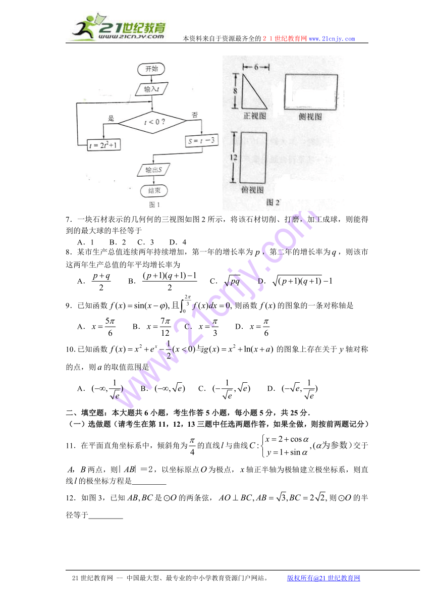 2014年普通高等学校招生全国统一考试（湖南卷）数学（理工农医类）（word版无答案）