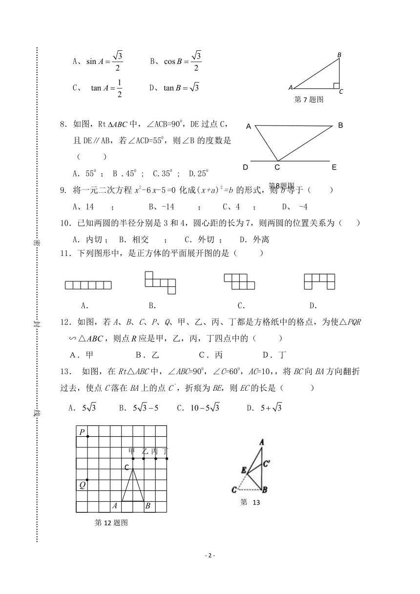 2013年海南省中考数学科模拟试题（8）（含答案）