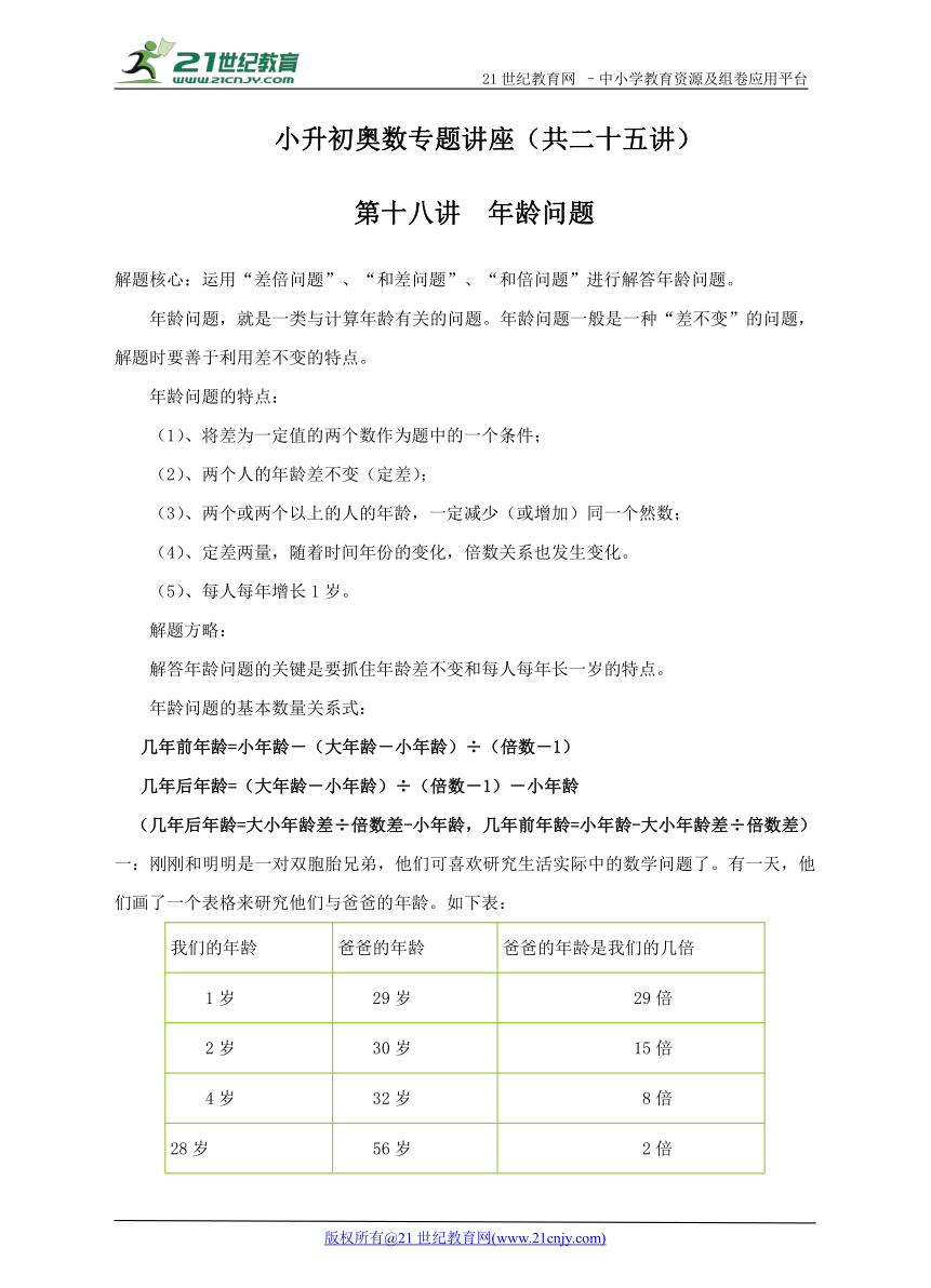 第十七讲年龄问题（无答案）