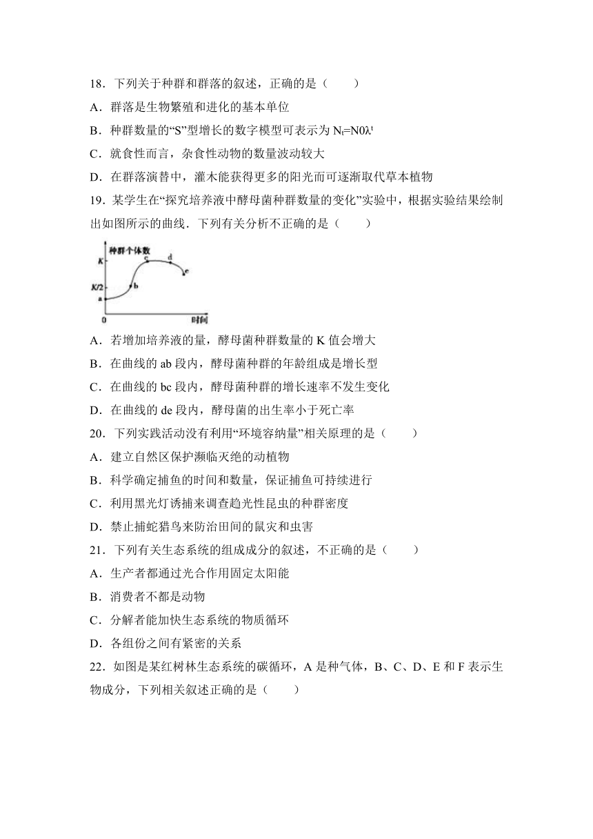 吉林省长春市五县2016-2017学年高二（上）期末生物试卷（解析版）