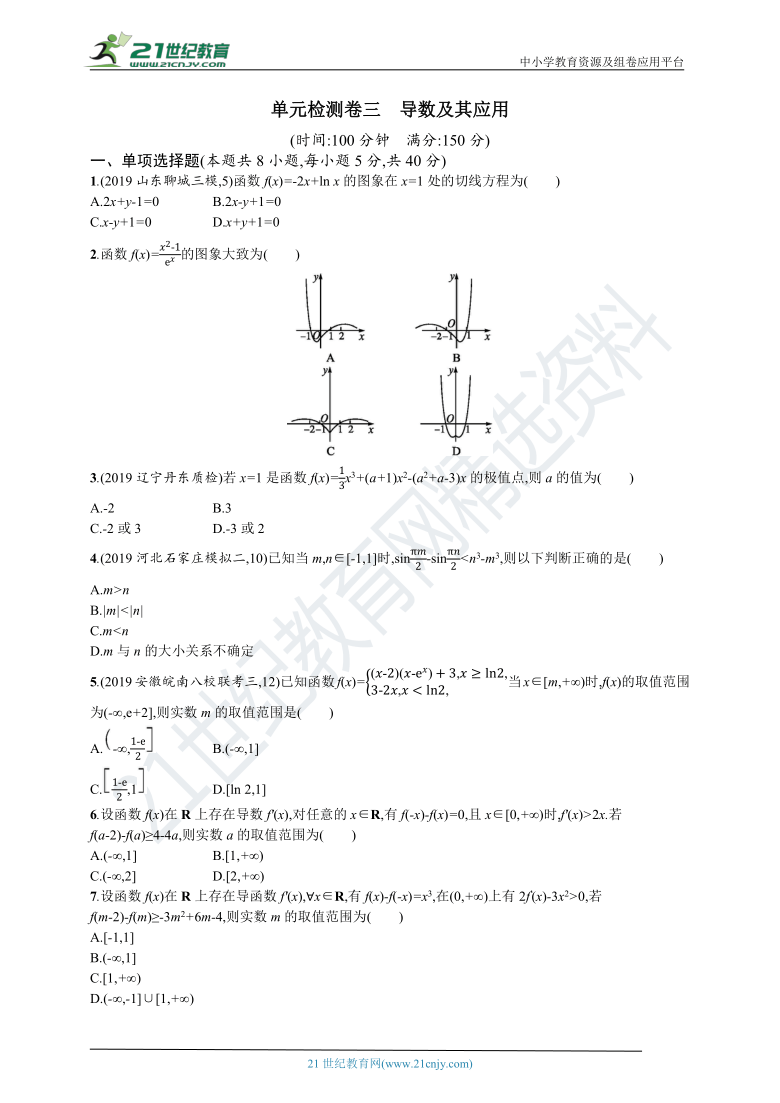 【备战2021】山东新高考数学一轮复习单元检测卷三　导数及其应用（含解析）