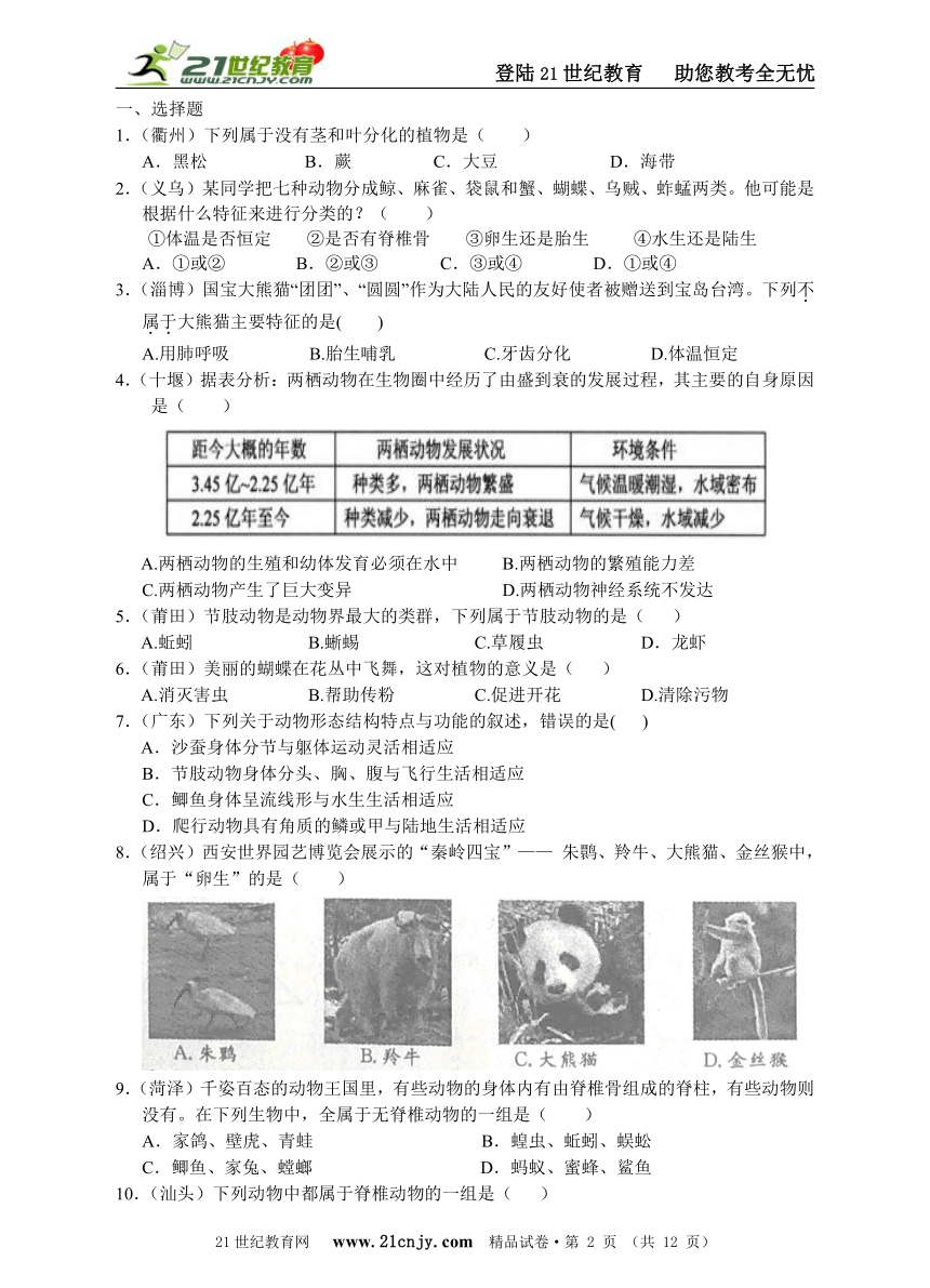 满分科学考点分类汇编之五：其他生物的新陈代谢