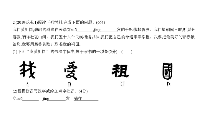 2020届山东中考语文复习课件 专题一　识字与写字:92张PPT