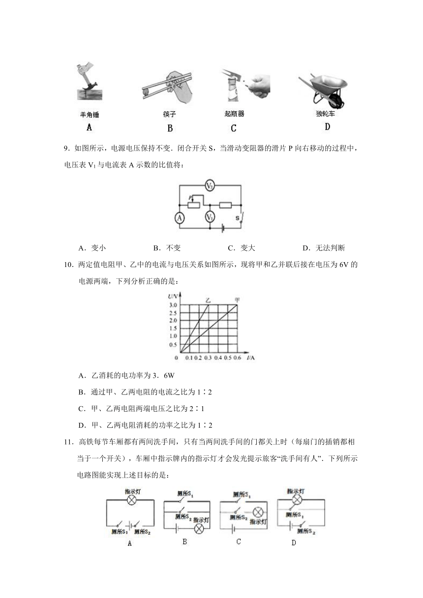 山东滕州市望庄中学2015届九年级下学期学业水平考试模拟卷物理试题