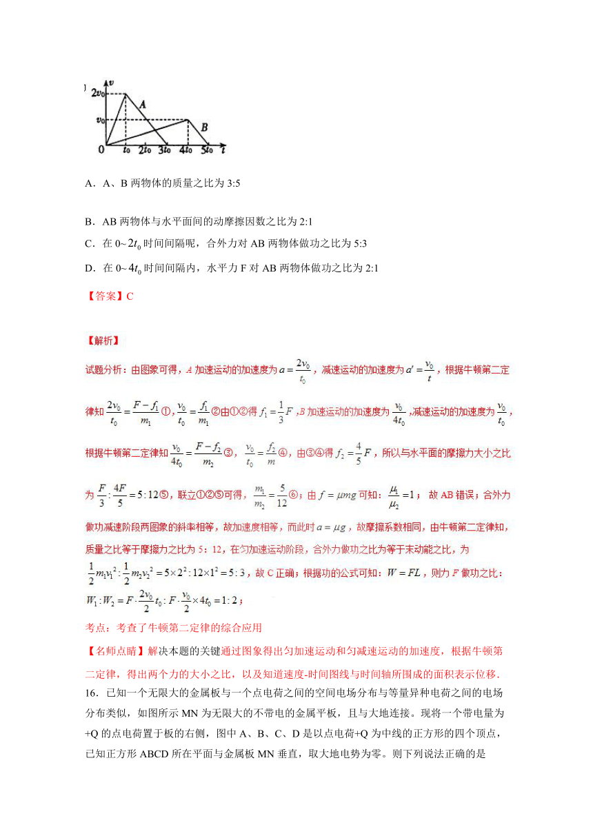 河南鹤壁高级中学2017届高三上学期第五次周练物理试题解析（解析版）