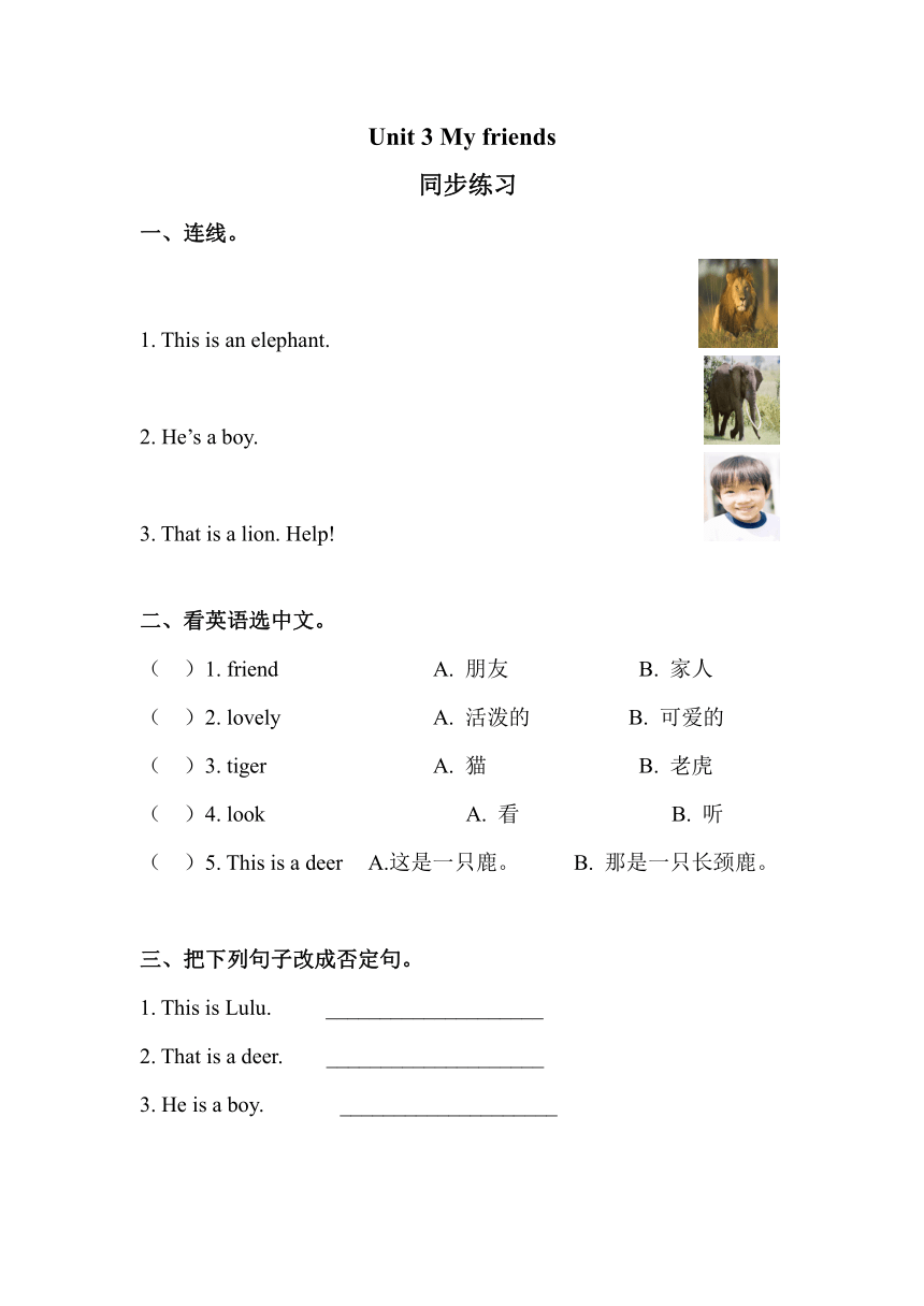 Unit 3 My friends 同步练习（含答案）