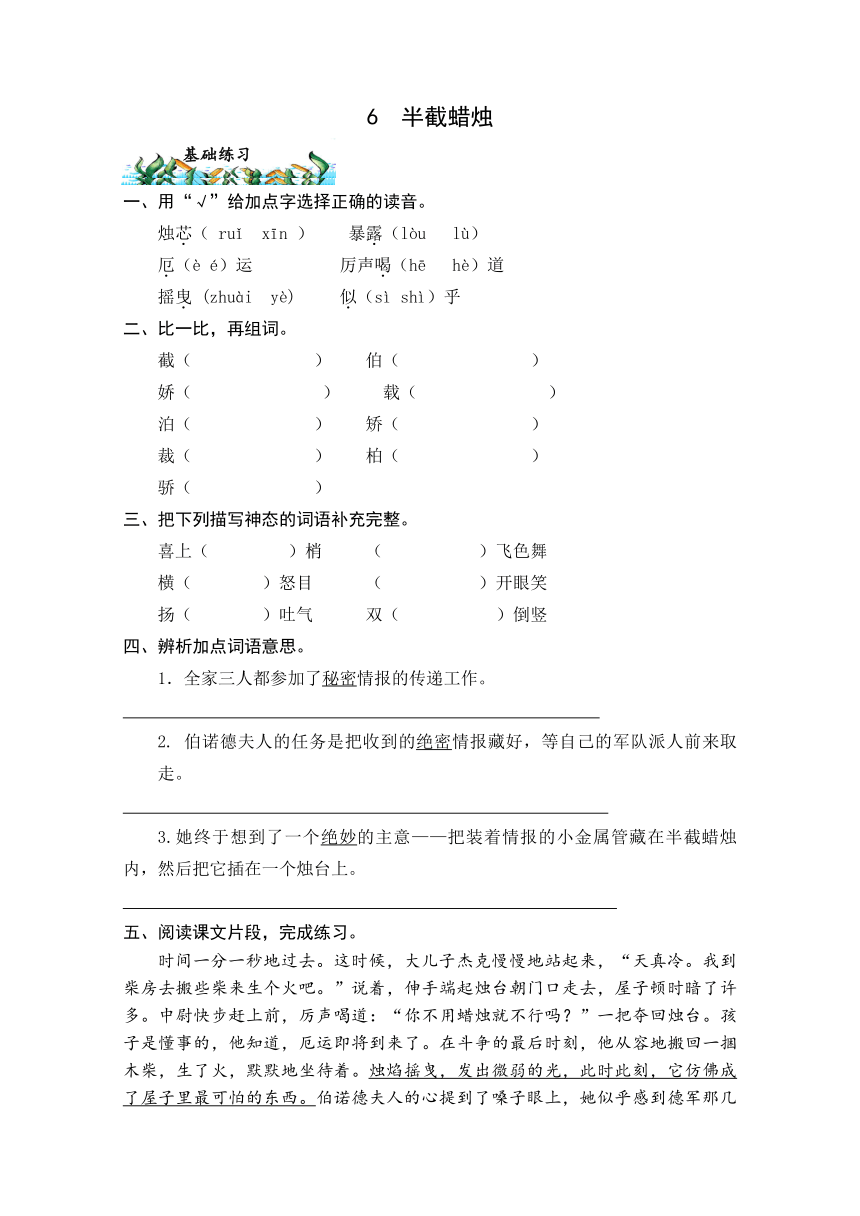 6.半截蜡烛   优化练习（含答案）