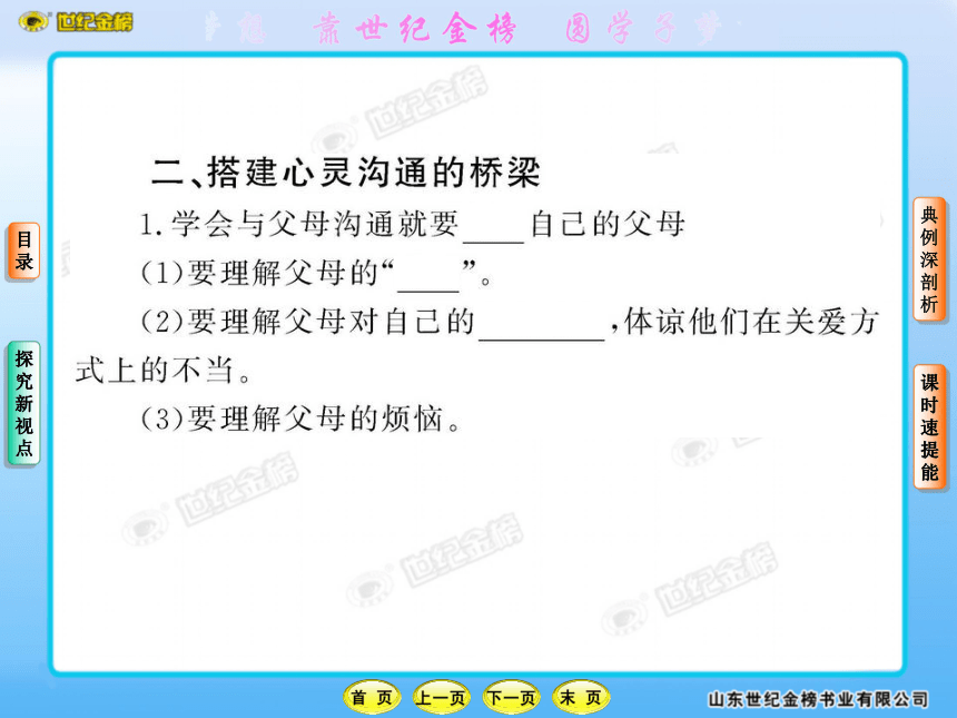 10-11版初中政治新课标金榜学案课件：1.1.2 学会与父母沟通（山东人民版八年级上）