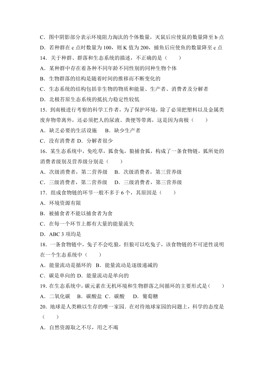 吉林省松原市扶余一中2016-2017学年高二（上）期末生物试卷（解析版）