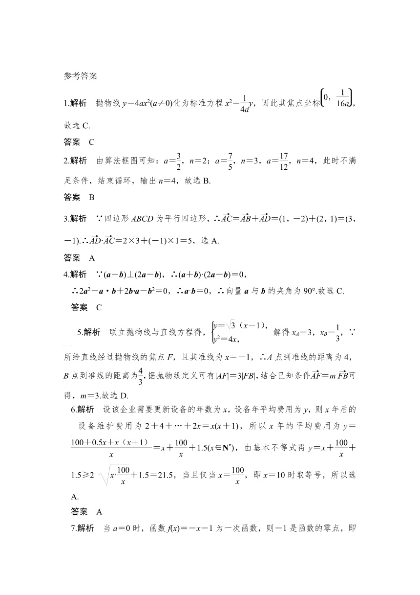 陕西省黄陵中学2017届高三（重点班）下学期期中质量检测数学（文）试卷