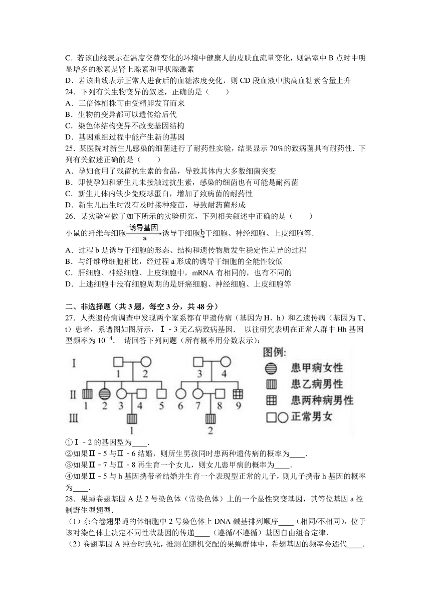 安徽省滁州中学2017届高三（上）半月考生物试卷（12月份）（解析版）