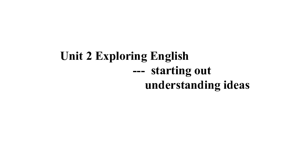 Unit 2 Unit 2 Exploring English （Starting out & Understanding ideas）课件（ 21张PPT）