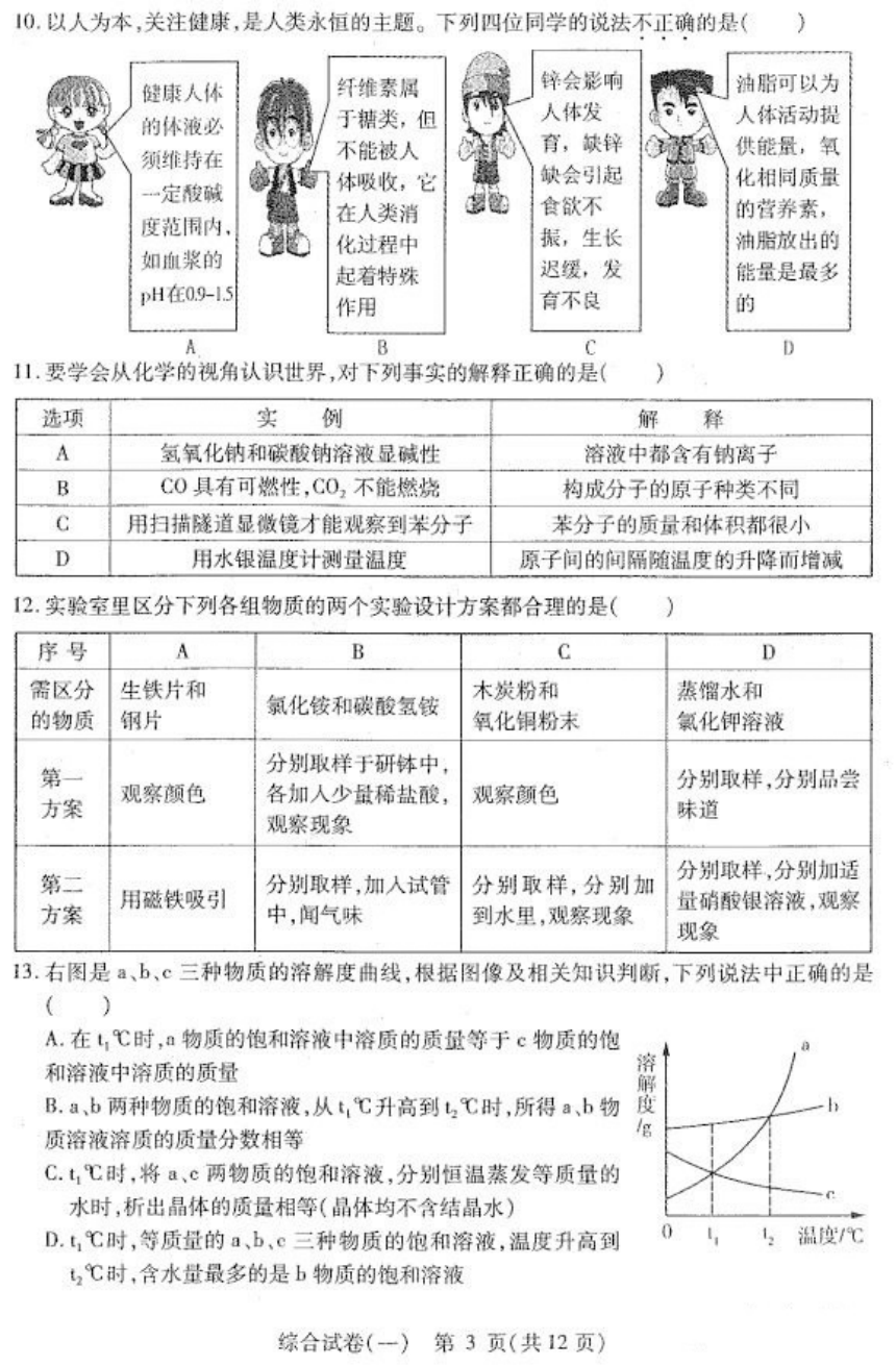 黑龙江省哈尔滨市南岗区2018届九年级中考一模综合试题（图片版）