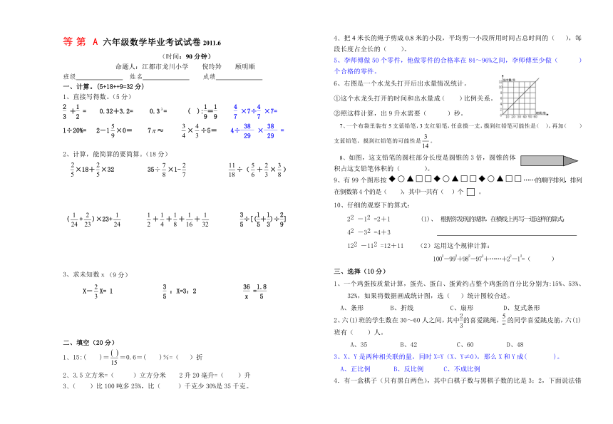 小学数学毕业考试模拟试卷(10)
