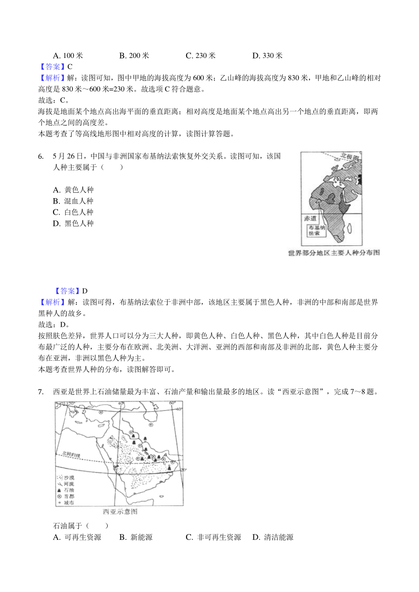 山东省菏泽市2018年中考地理试题(word版，含解析）