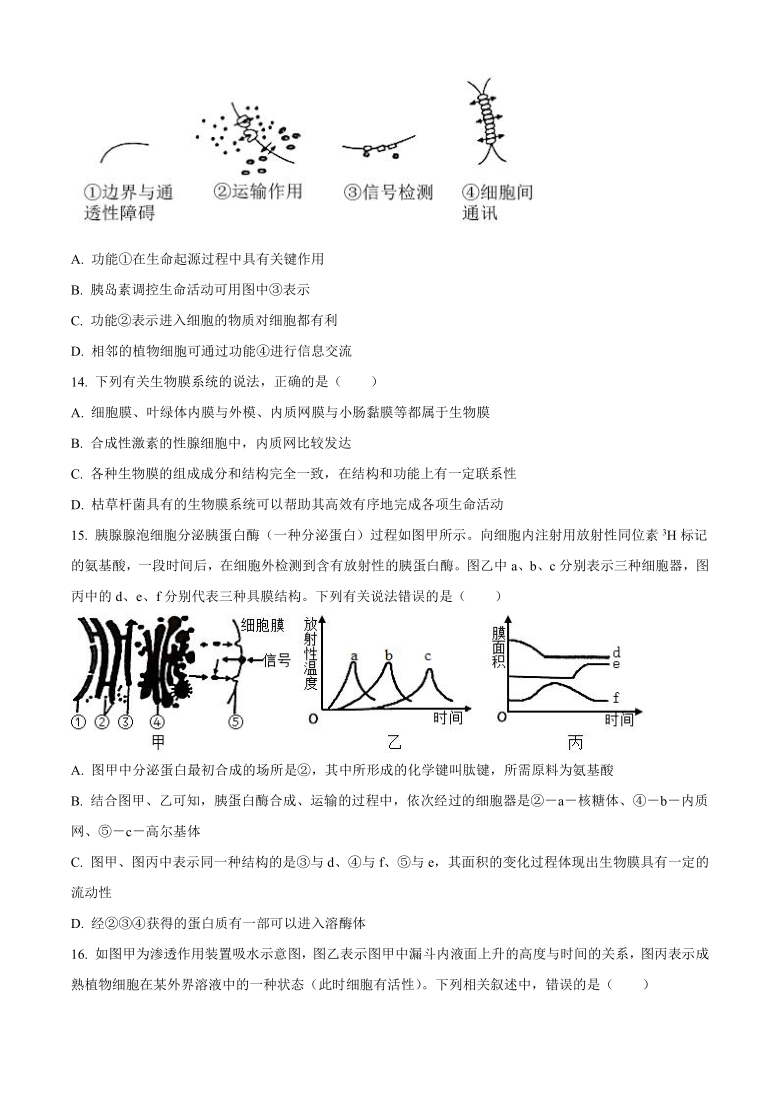 河南省南阳市2020-2021学年高一上学期期终质量评估生物试题    含答案