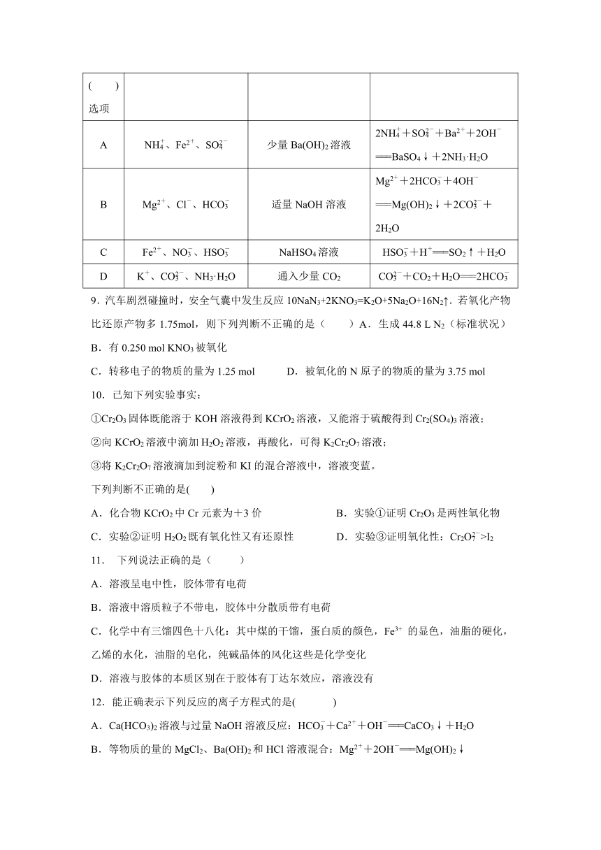 广西陆川县中学2016-2017学年高二下学期6月月考化学试卷（含答案）