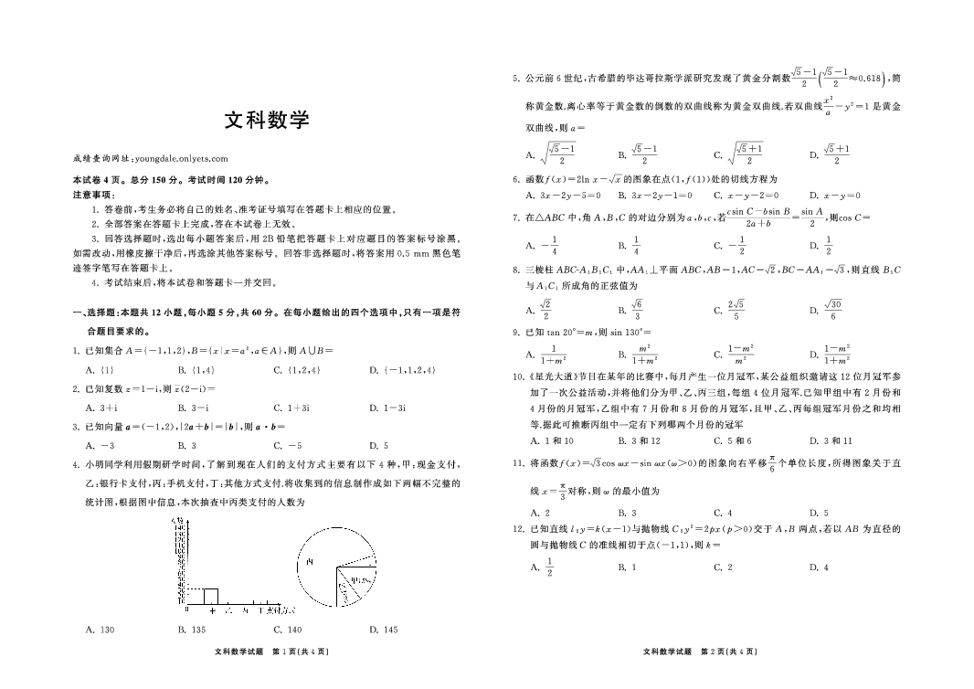 辽宁省葫芦岛市2020届高三下学期第二次联合考试数学（文）试卷  PDF版含答案