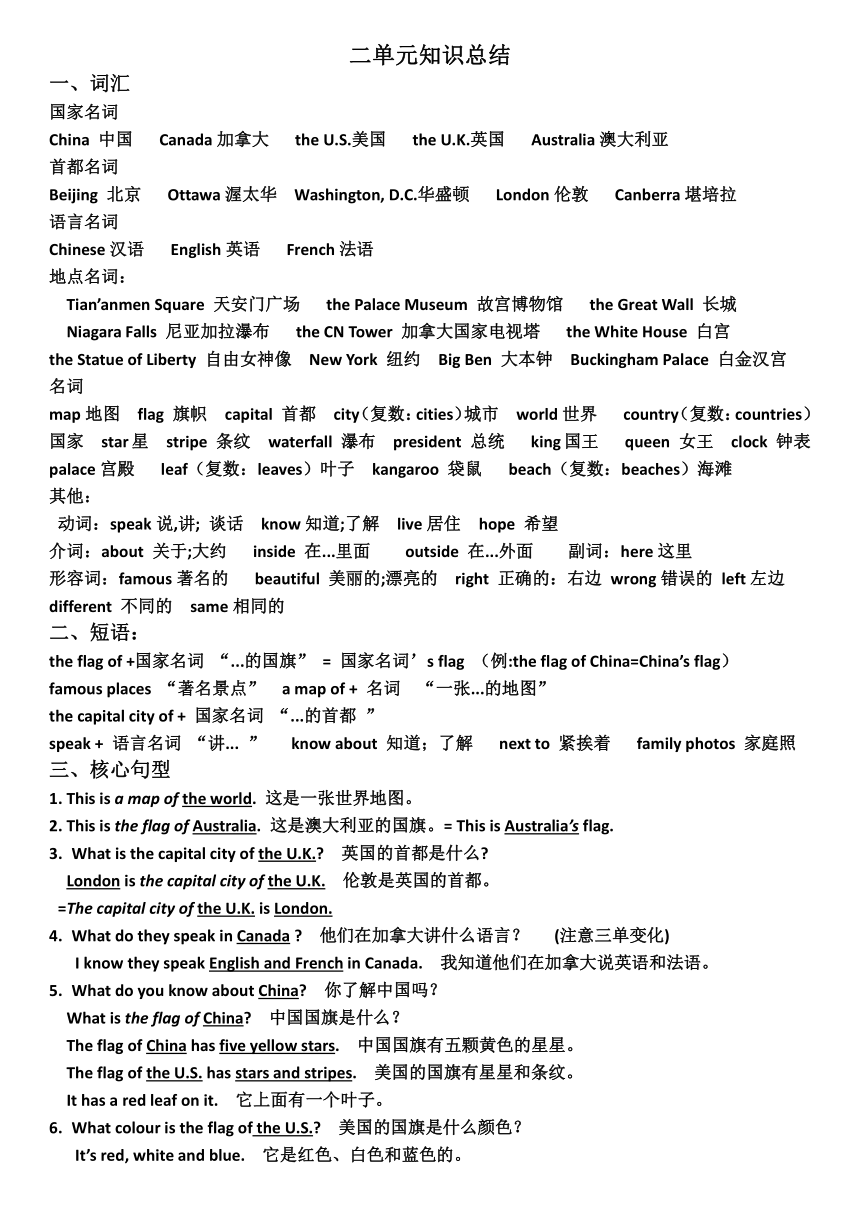 冀教版三年级起点五年级英语上册单元知识总结共4份资料