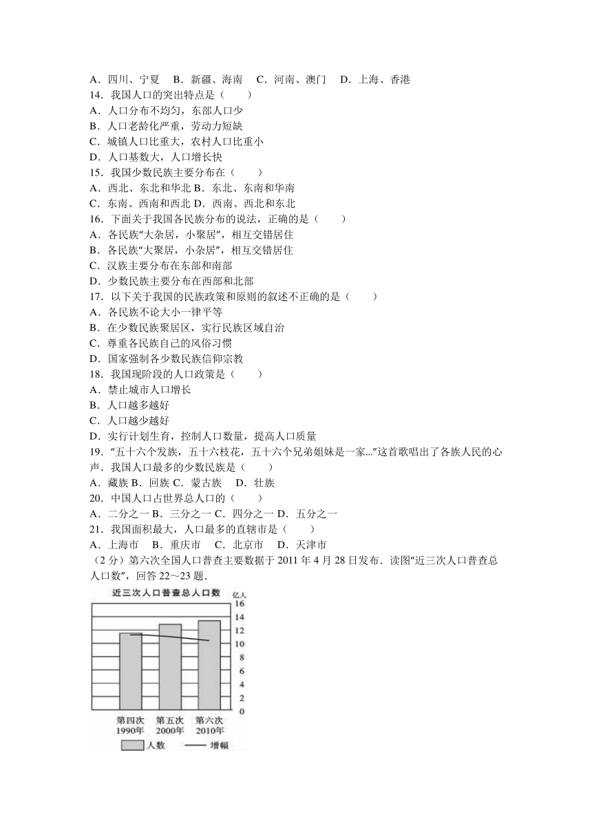 吉林省吉林市德惠三中2016-2017学年上学期八年级（上）第一次月考地理试卷（解析版）