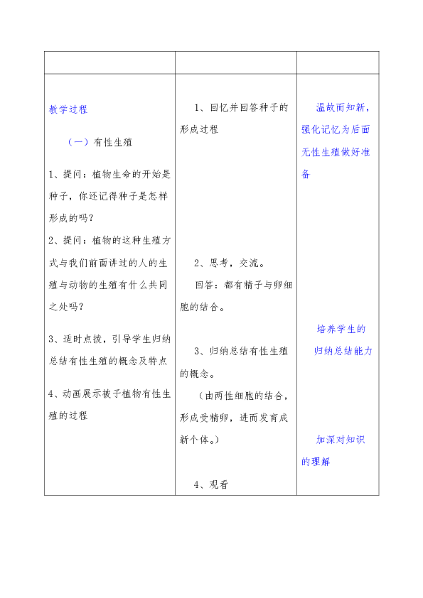 北师大版八年级生物上册第6单元第十九章《第3节 植物的生殖方式》