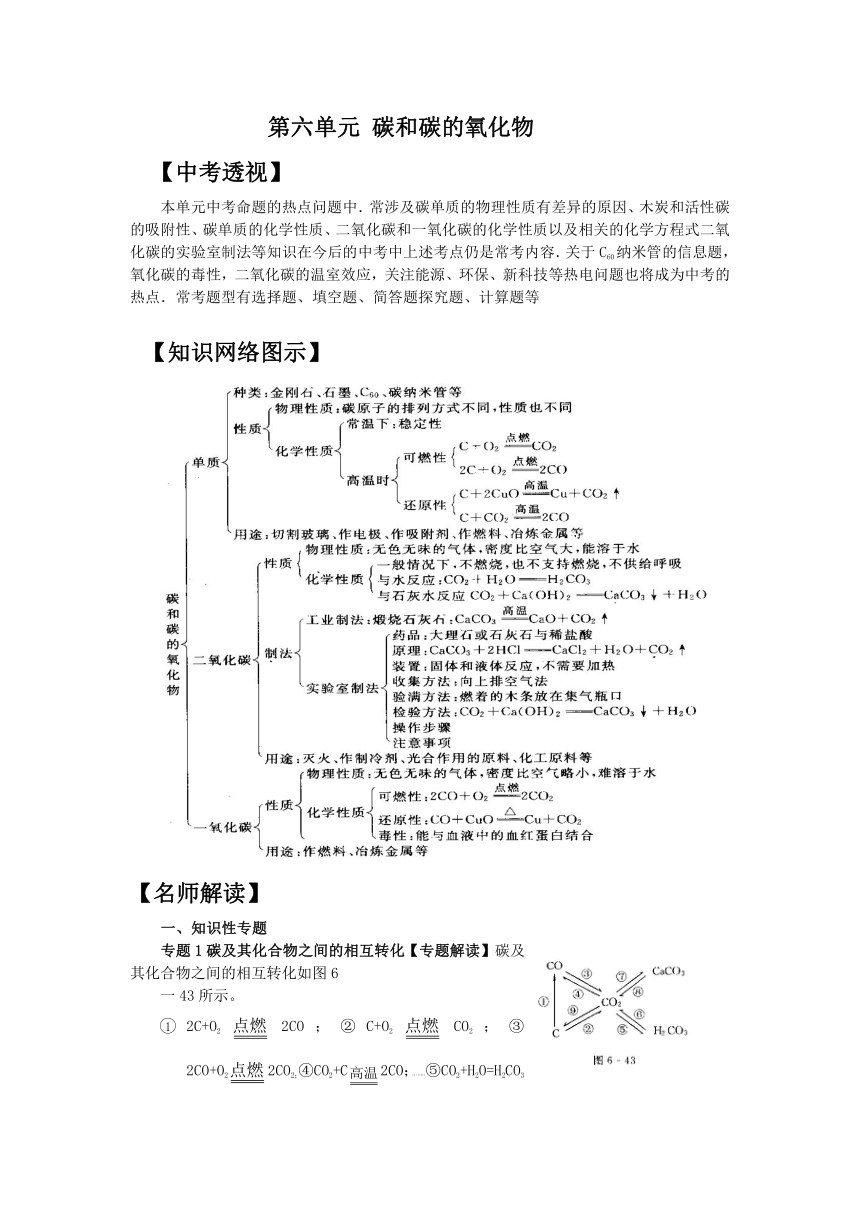 2012中考化学总复习第六单元 碳和碳的氧化物（人教版）