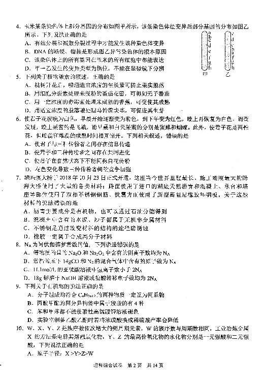 河南省八市重点高中联盟“领军考试”2019届高三第三次测评试题 理科综合（扫描版）