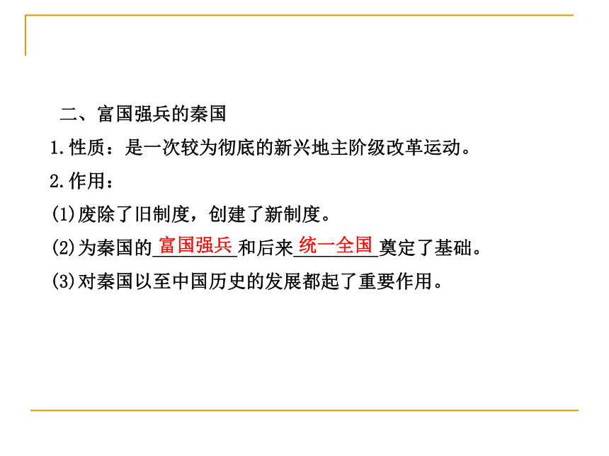 高中历史人教新课标选修一第二单元第3课 富国强兵的秦国 课件（共21张）