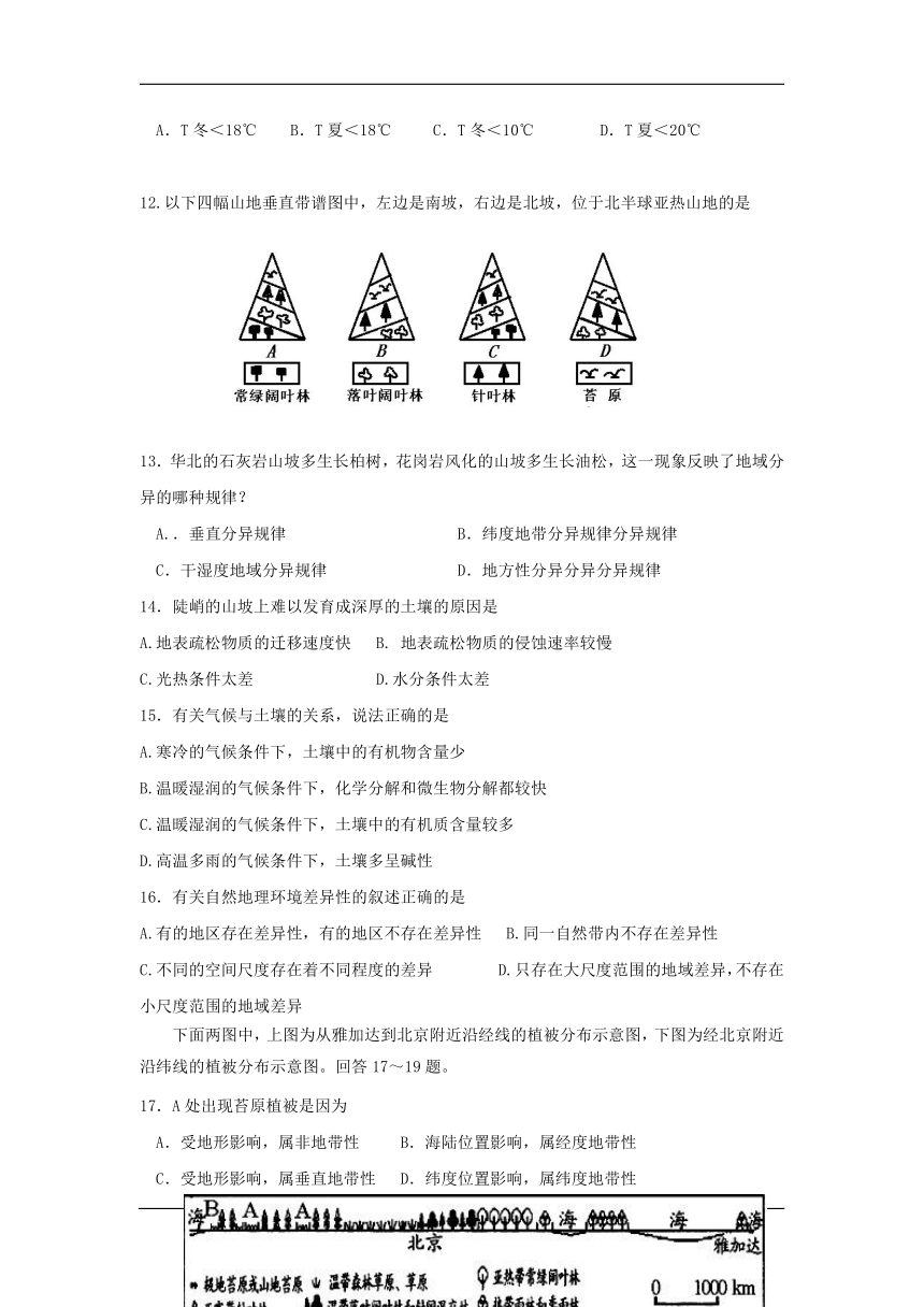 内蒙古北重三中2016-2017学年度高一第二学期4月份月考（文科班）地理试卷