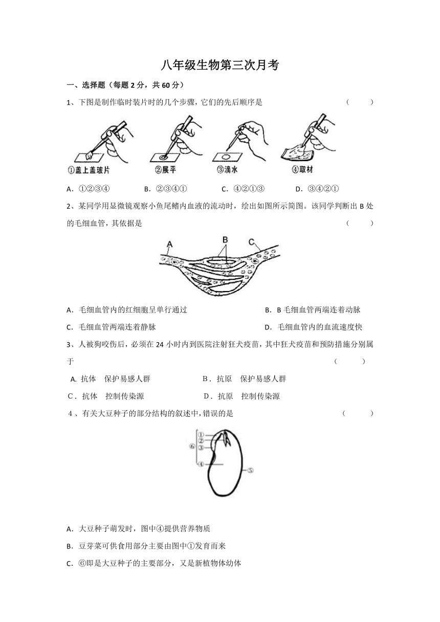 黑龙江省大庆市林甸四中2016-2017学年八年级下学期第三次月考生物试卷