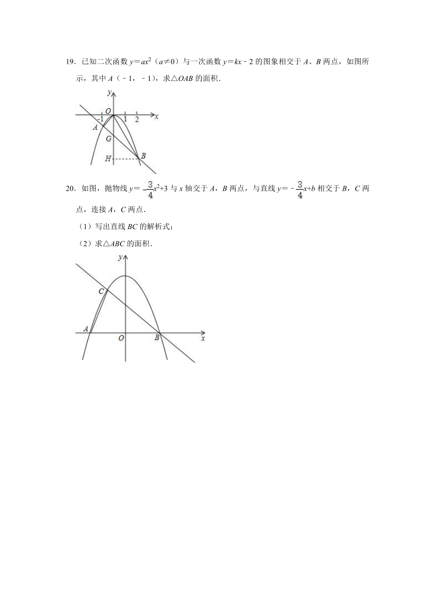 3.3二次函数y=ax2的图象与性质同步达标测评-2021-2022年鲁教版九年级数学上册(word版含答案)