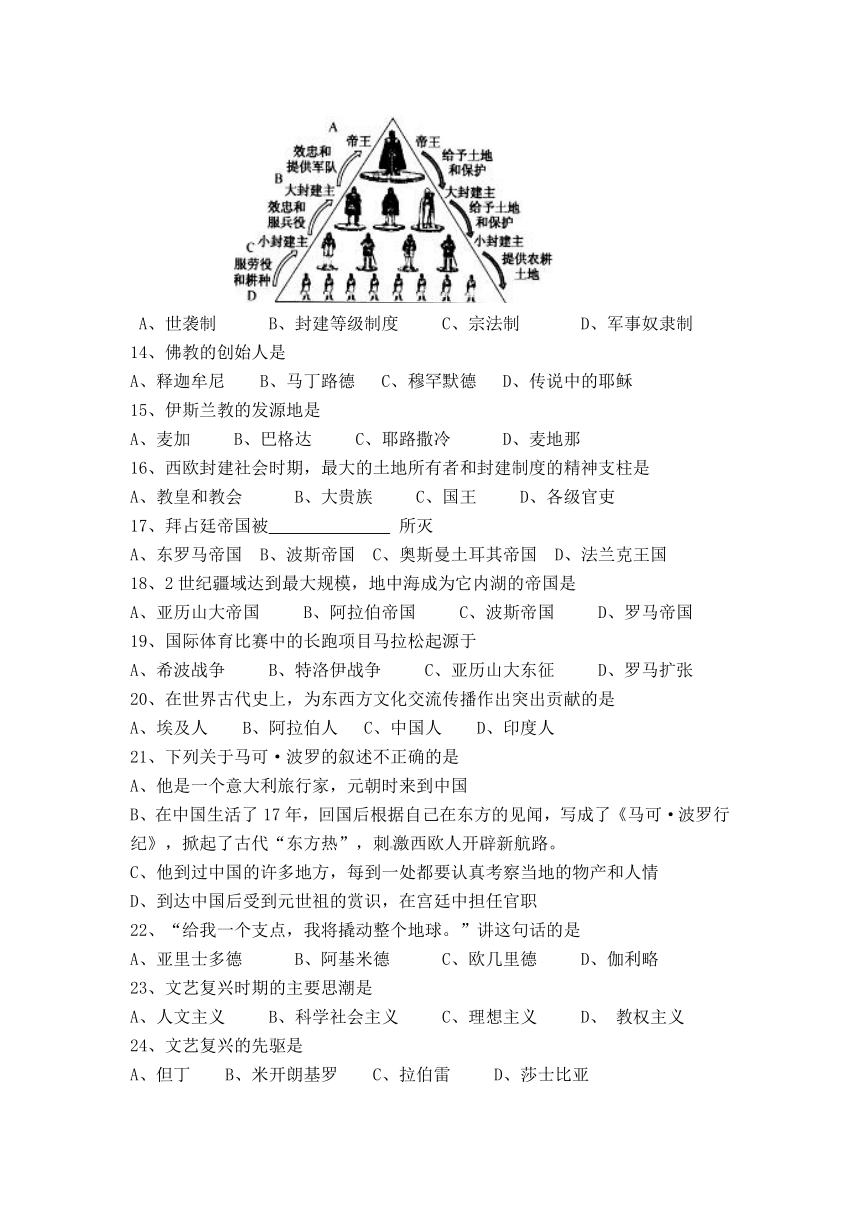 江苏省宜兴市树人中学2014届九年级上学期期中考试历史试题