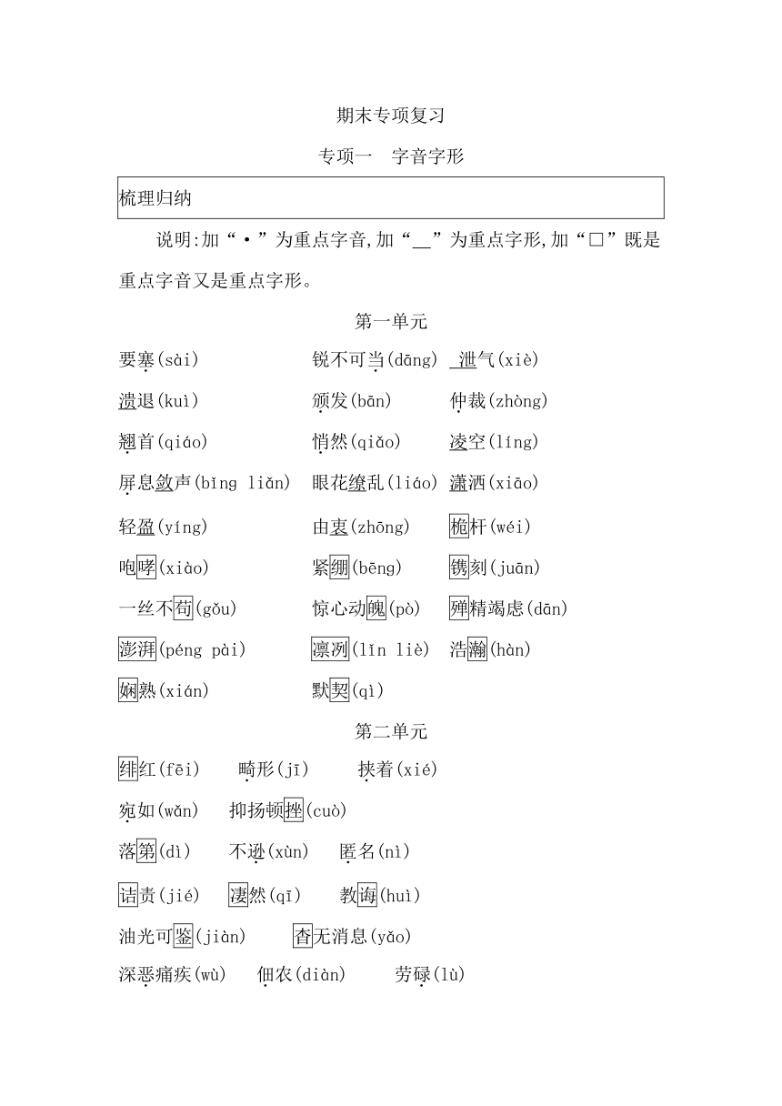 初中语文八年级上册(2017部编）期末复习专项一-字音字形