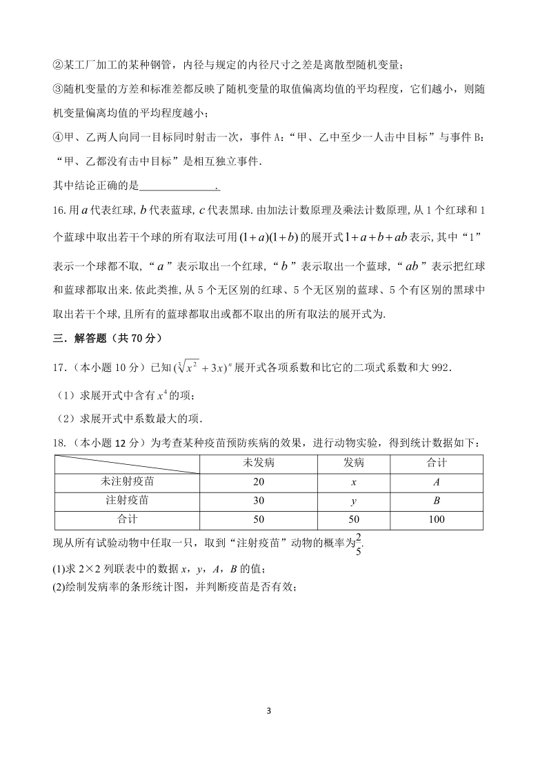 宁夏长庆高级中学2018-2019高二下学期期末考试数学（理）试卷