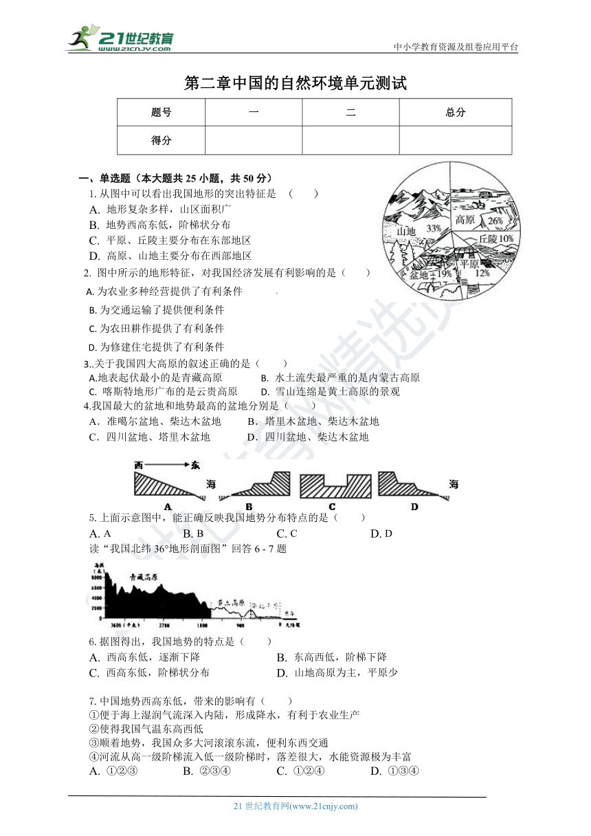 第二章 中国的自然环境 单元测试