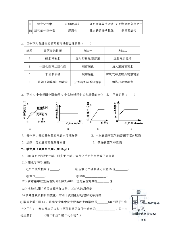 广东省河源市正德中学2019—2020学年九年级上学期期末考试化学试题（含答案）