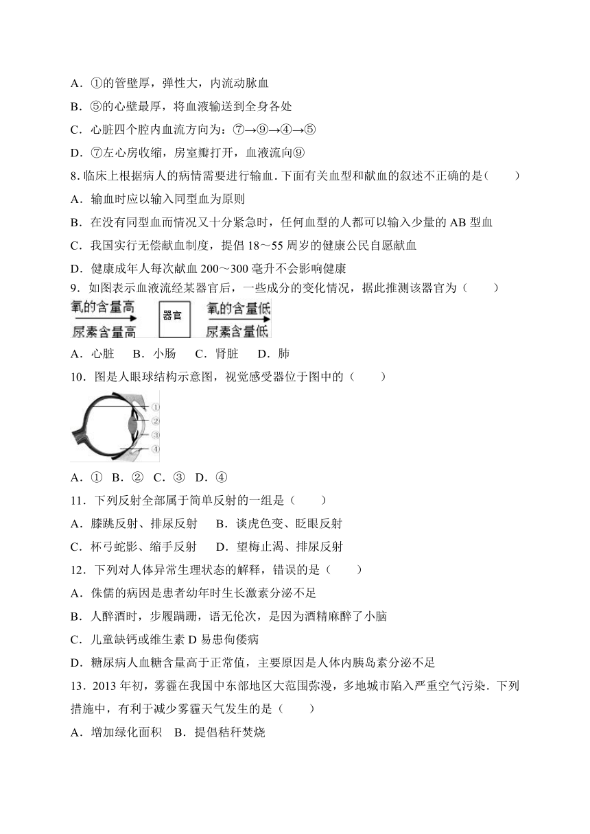 河北省邯郸市丛台区2016-2017学年七年级下学期期末考试生物试题（WORD版）