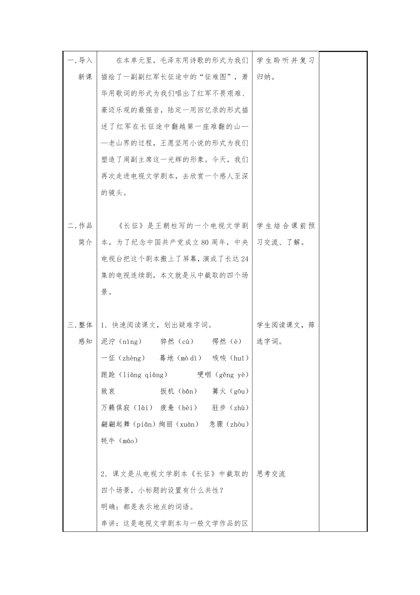 江苏省仪征市月塘中学苏教版八年级语文上册 第5课：长征节选 教案